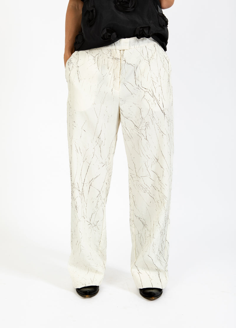 Coster Copenhagen GEKREUKELDE PAKBROEK - PETRA PASVORM Pants Creme/black crinkle - 937