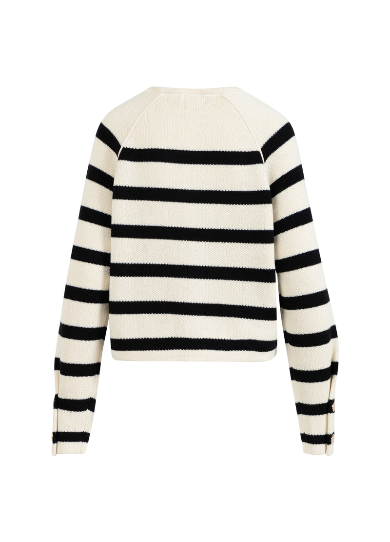 Coster Copenhagen GESTREEPTE CARDIGAN Knitwear Creme / black stripe - 294