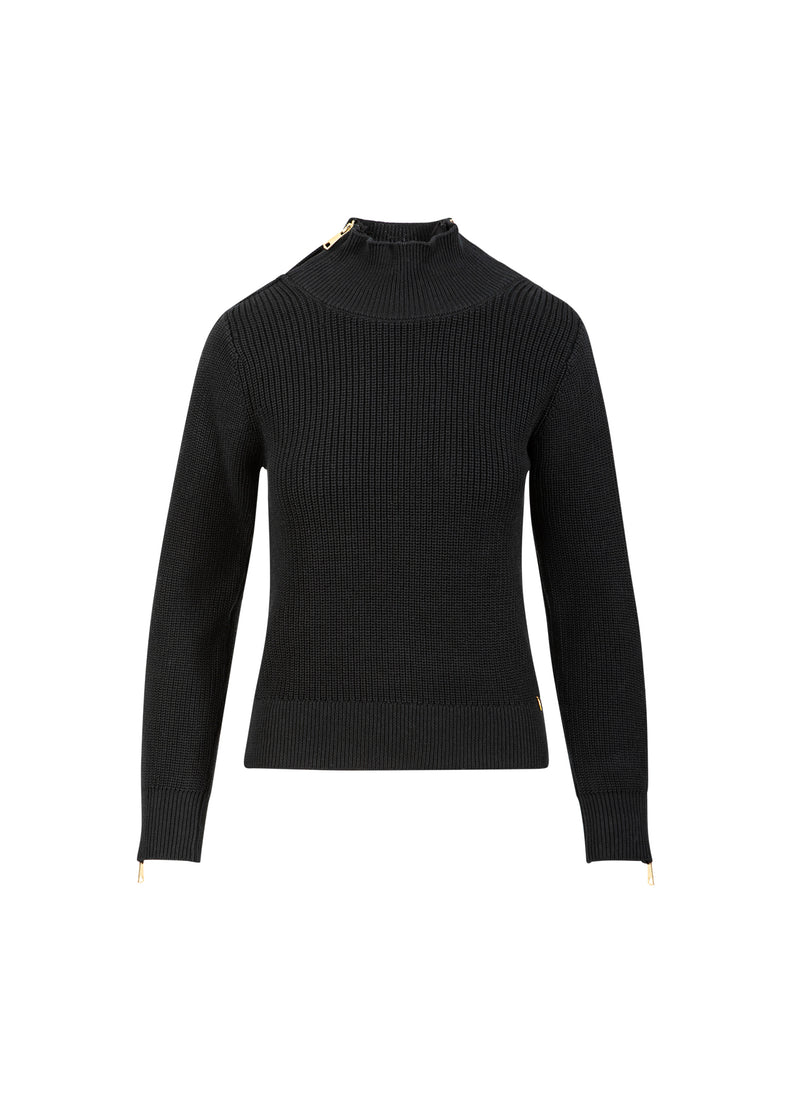 Coster Copenhagen GEWEVEN MET HOGE HALS EN RITSSLUITING Knitwear Black - 100