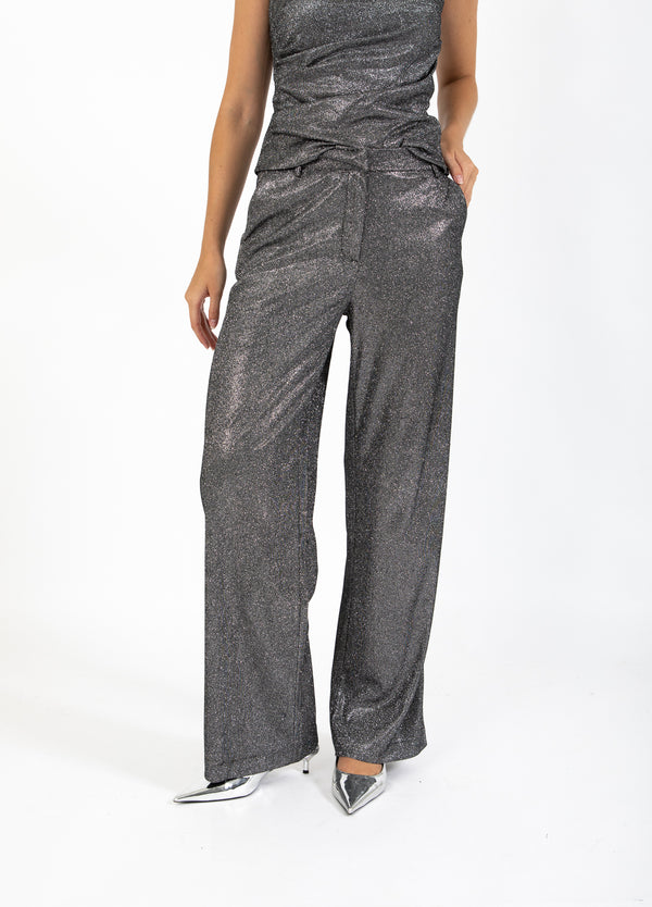 Coster Copenhagen GLANSBROEK - PETRA FIT Pants Silver/black - 204