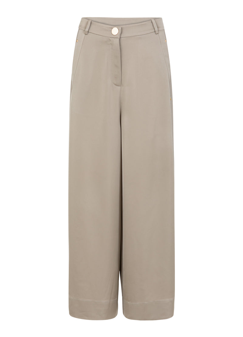 Coster Copenhagen GLANZENDE WIJDE BROEK MET HOGE TAILLE - PETRA PASVORM Pants Grey sand - 241