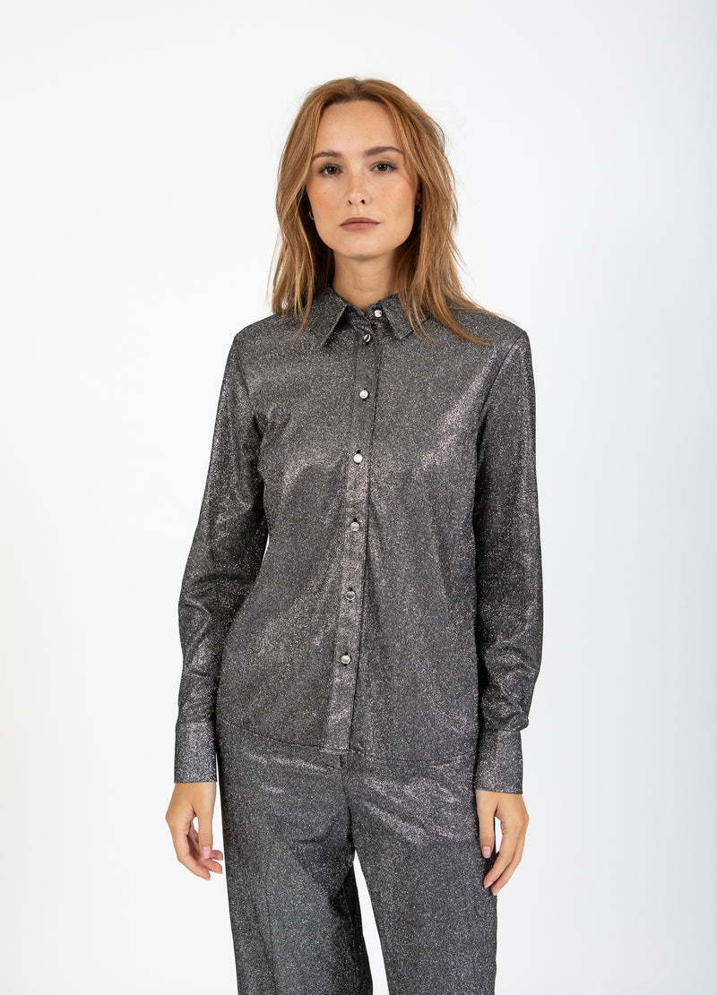 Coster Copenhagen GLINSTERENDE LUREX SHIRT Shirt/Blouse Silver/black - 204