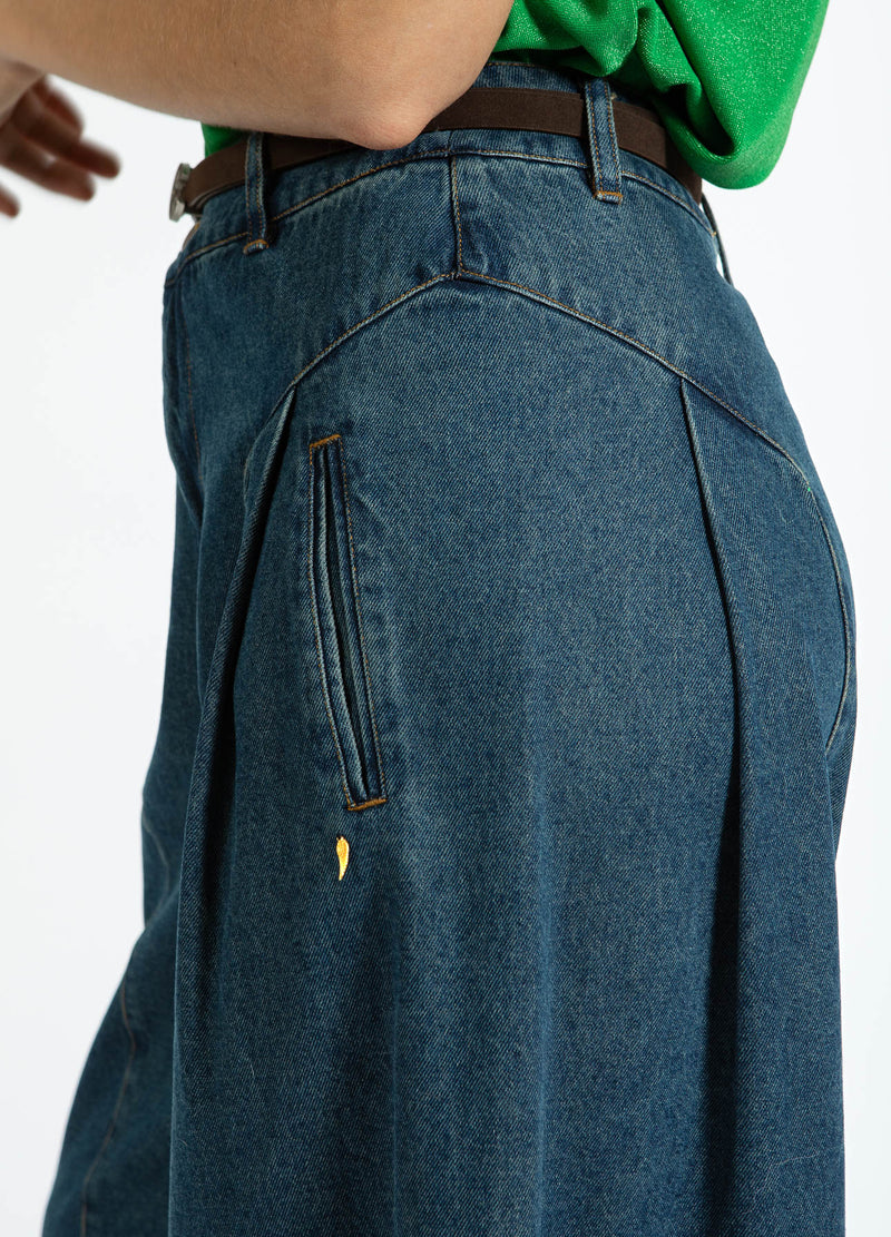 Coster Copenhagen HOGE TAILLE DENIM BROEK - ANNA FIT Pants Dark Blue Denim - 571