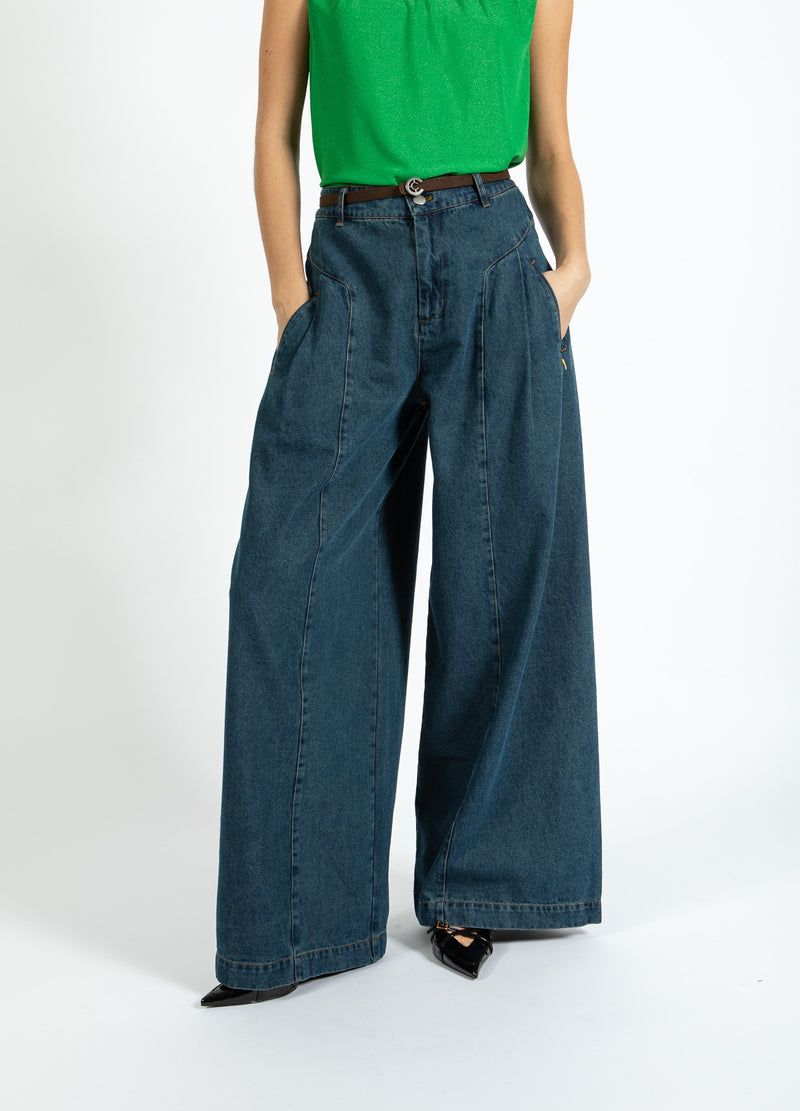 Coster Copenhagen HOGE TAILLE DENIM BROEK - ANNA FIT Pants Dark Blue Denim - 571