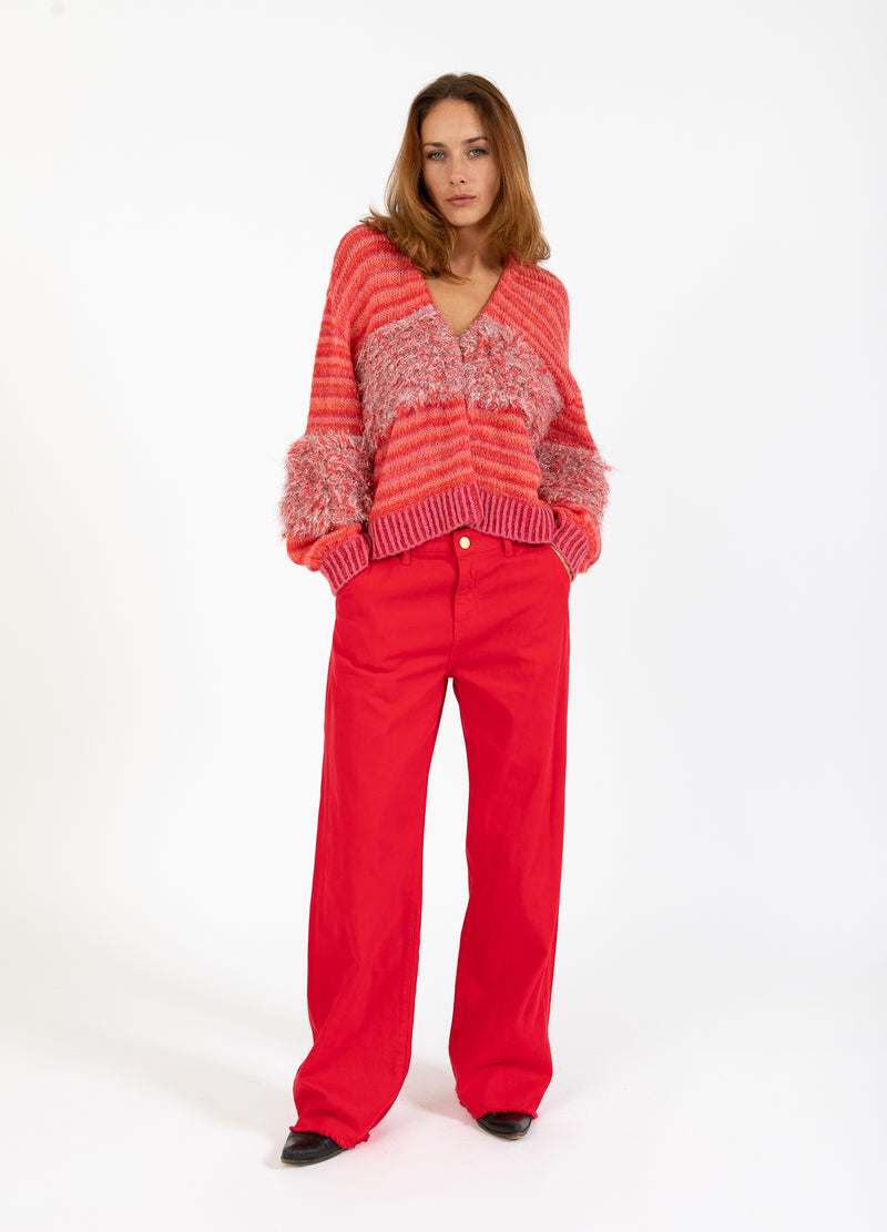 Coster Copenhagen JEANS MET RAFELRANDEN - PETRA-PASVORM Pants Scarlet red - 618