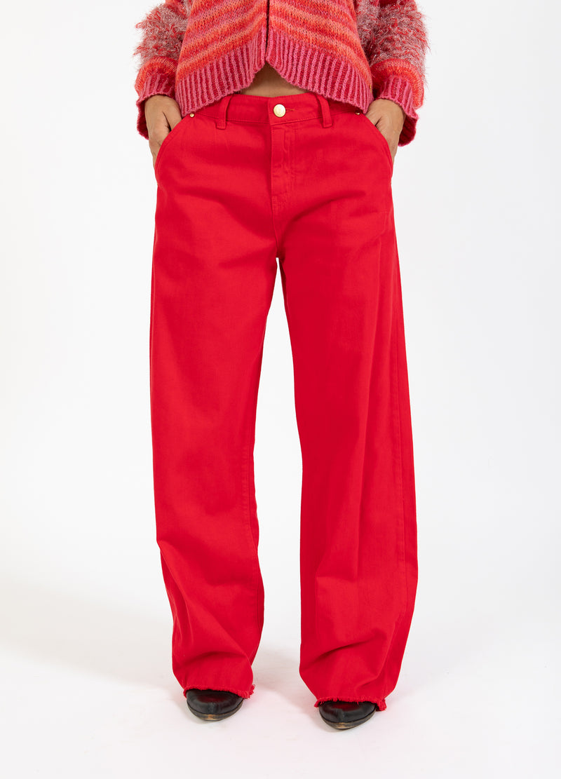 Coster Copenhagen JEANS MET RAFELRANDEN - PETRA-PASVORM Pants Scarlet red - 618