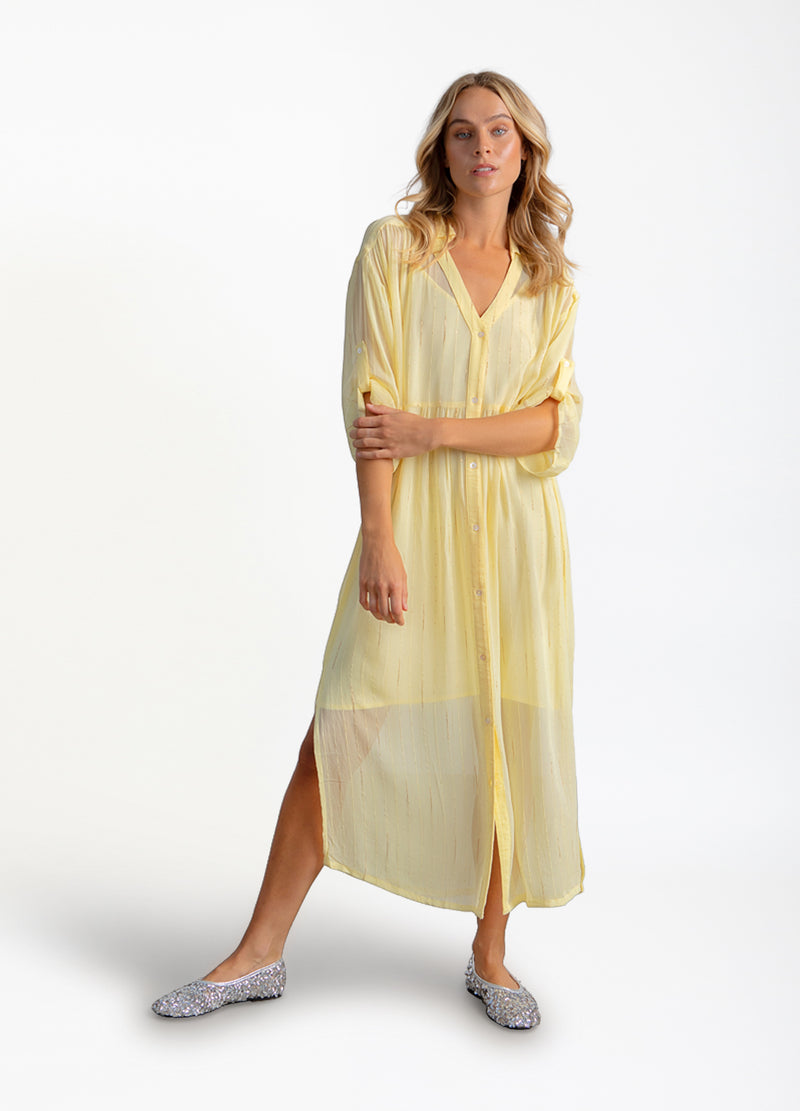 Coster Copenhagen JURK IN GOUDEN LUREX Dress Butter yellow/gold lurex - 759