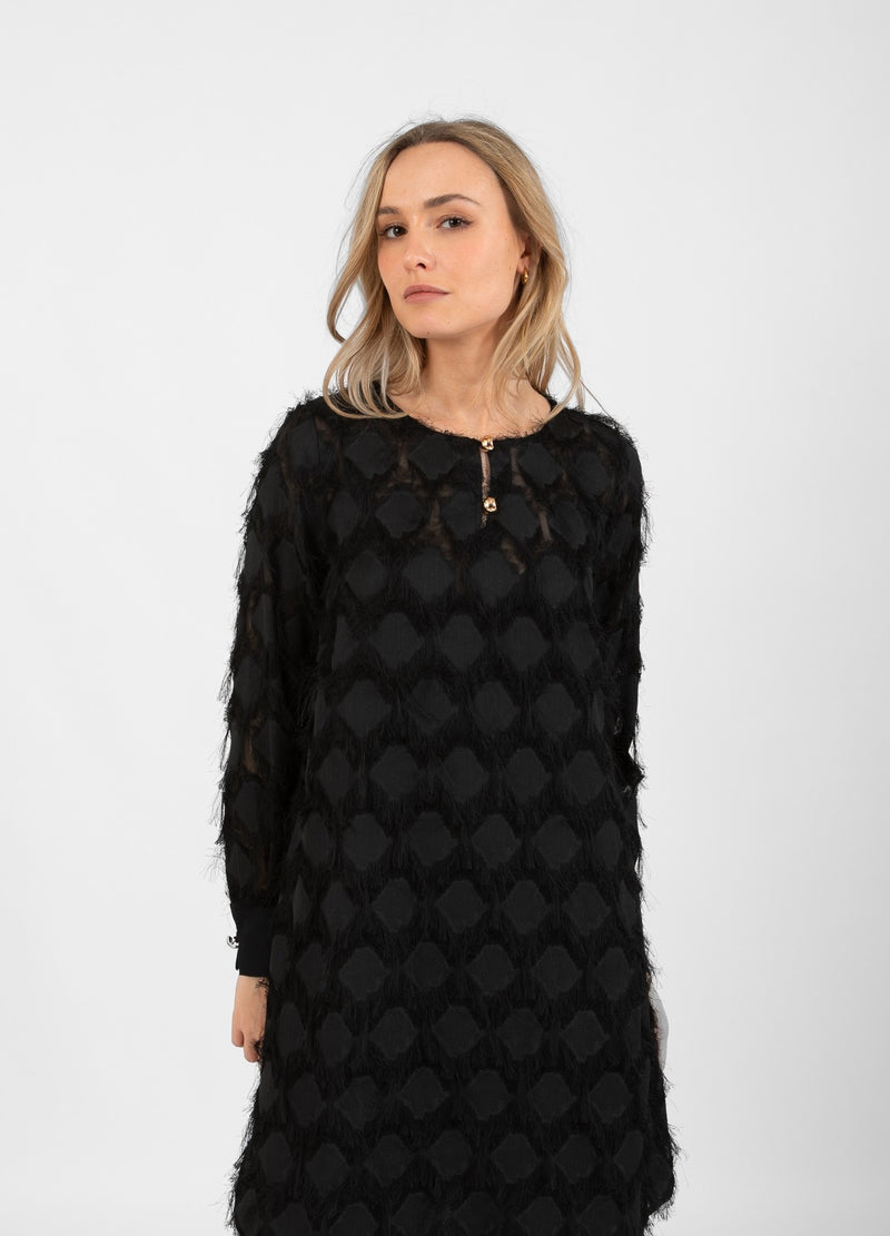 Coster Copenhagen JURK IN PLUIZIG KANT Dress Black - 100