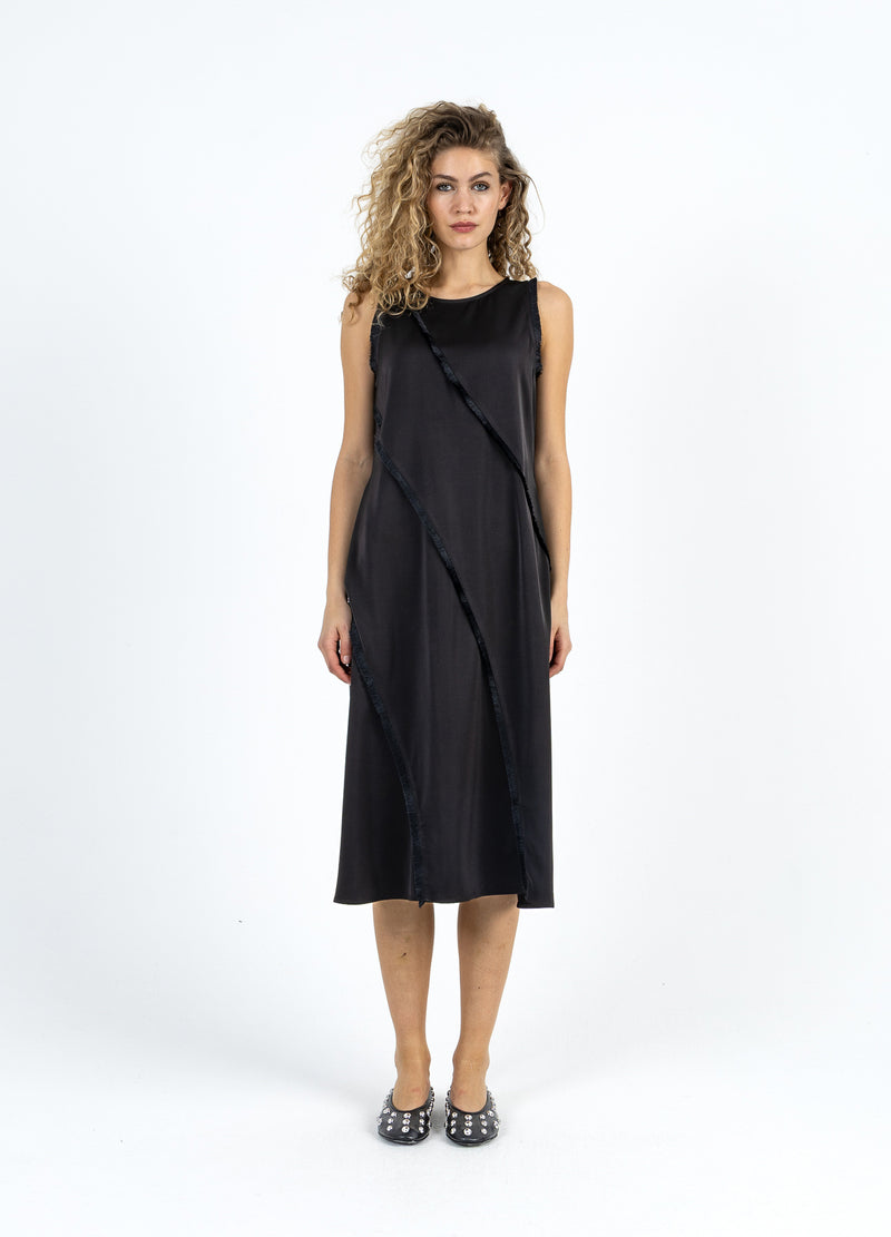 Coster Copenhagen JURK MET RAUWE RANDEN Dress Black - 100