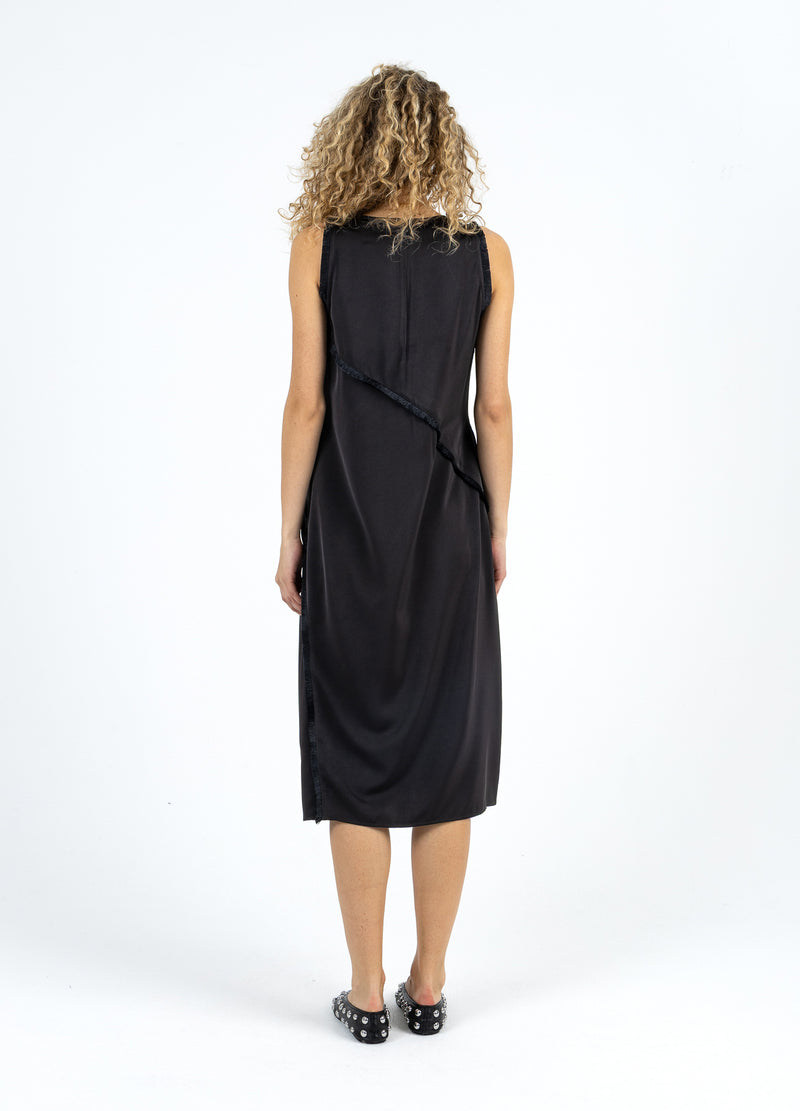 Coster Copenhagen JURK MET RAUWE RANDEN Dress Black - 100