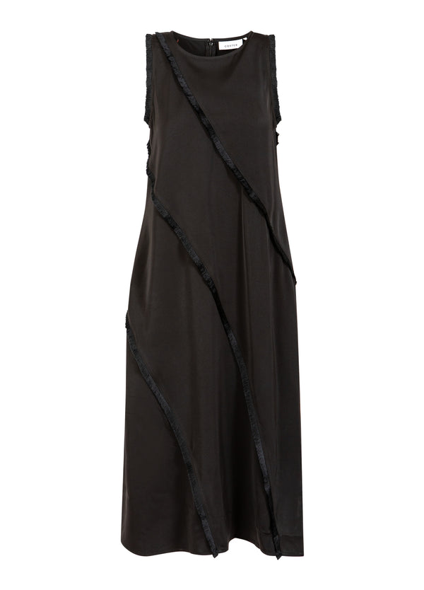 Coster Copenhagen JURK MET RAUWE RANDEN Dress Black - 100