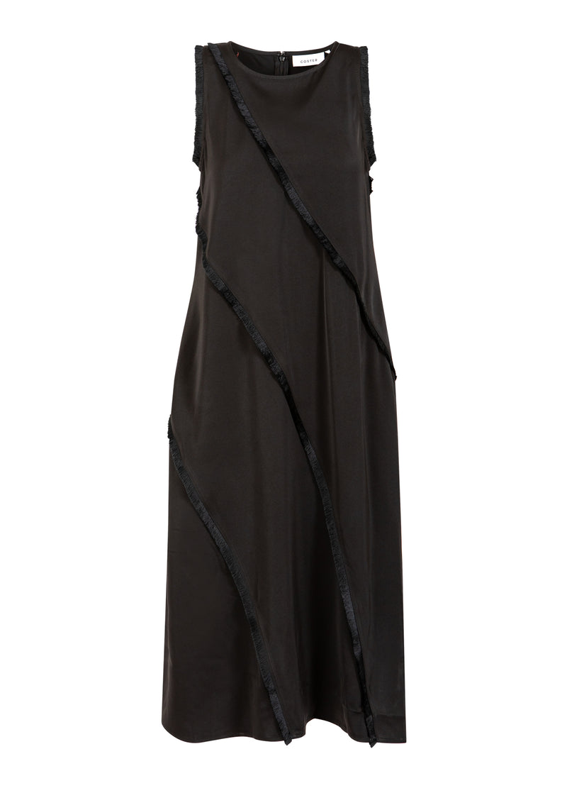 Coster Copenhagen JURK MET RAUWE RANDEN Dress Black - 100