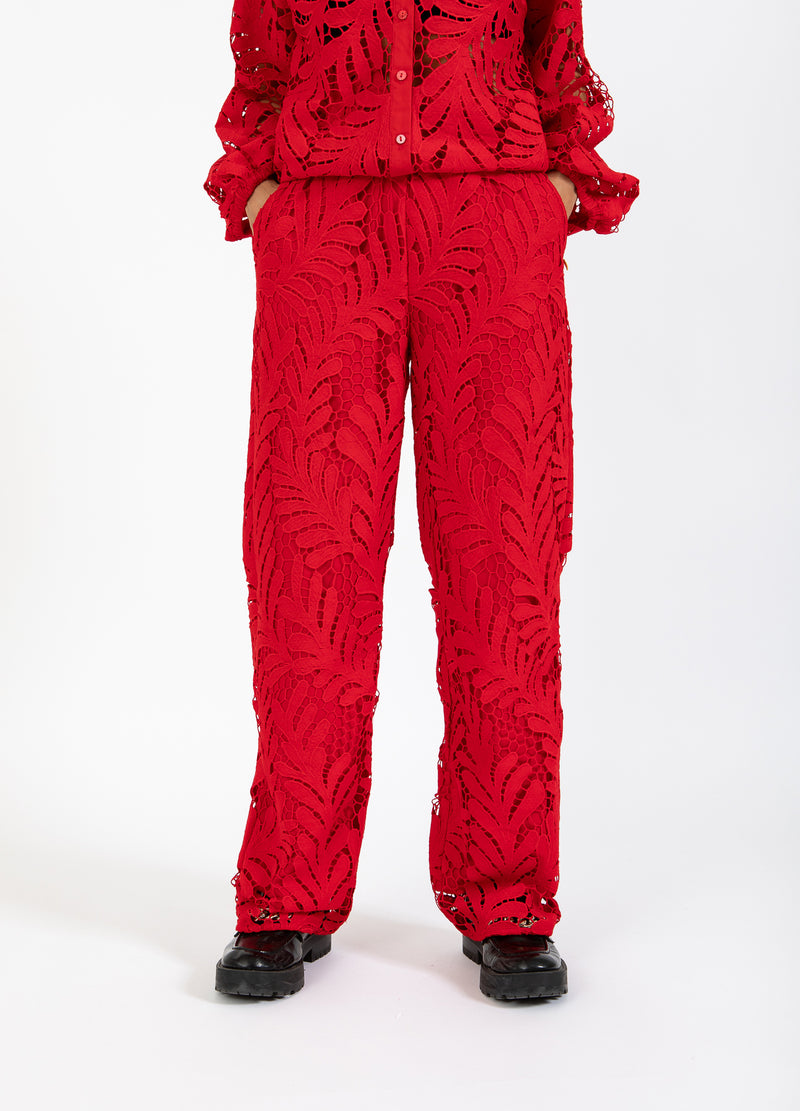 Coster Copenhagen KANTEN BROEK Pants Scarlet red - 618