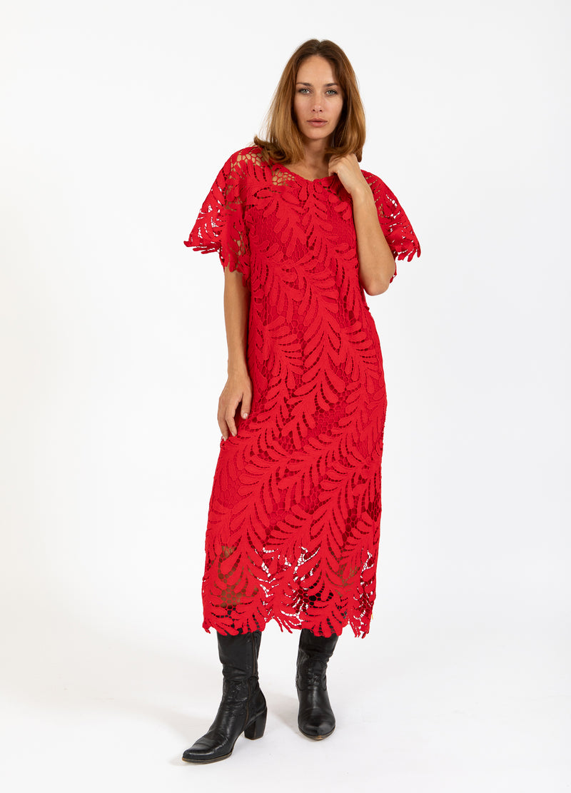 Coster Copenhagen KANTEN JURK Dress Scarlet red - 618