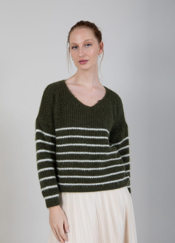 CC Heart KNIT WITH STRIPES Knitwear Dark green - 412