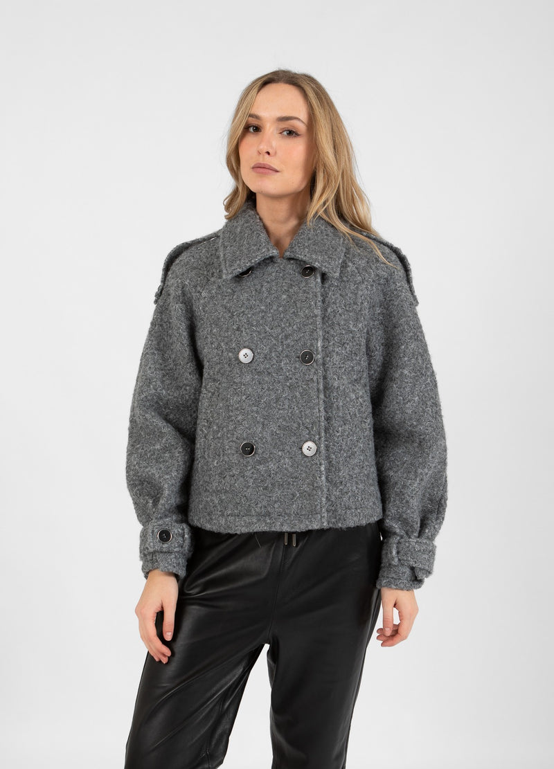 Coster Copenhagen KORTE GEKRULDE WOLLEN JAS Outerwear Grey - 103