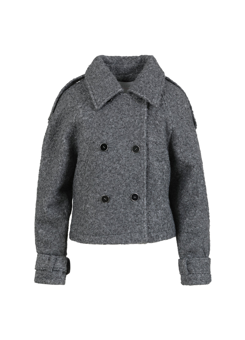 Coster Copenhagen KORTE GEKRULDE WOLLEN JAS Outerwear Grey - 103