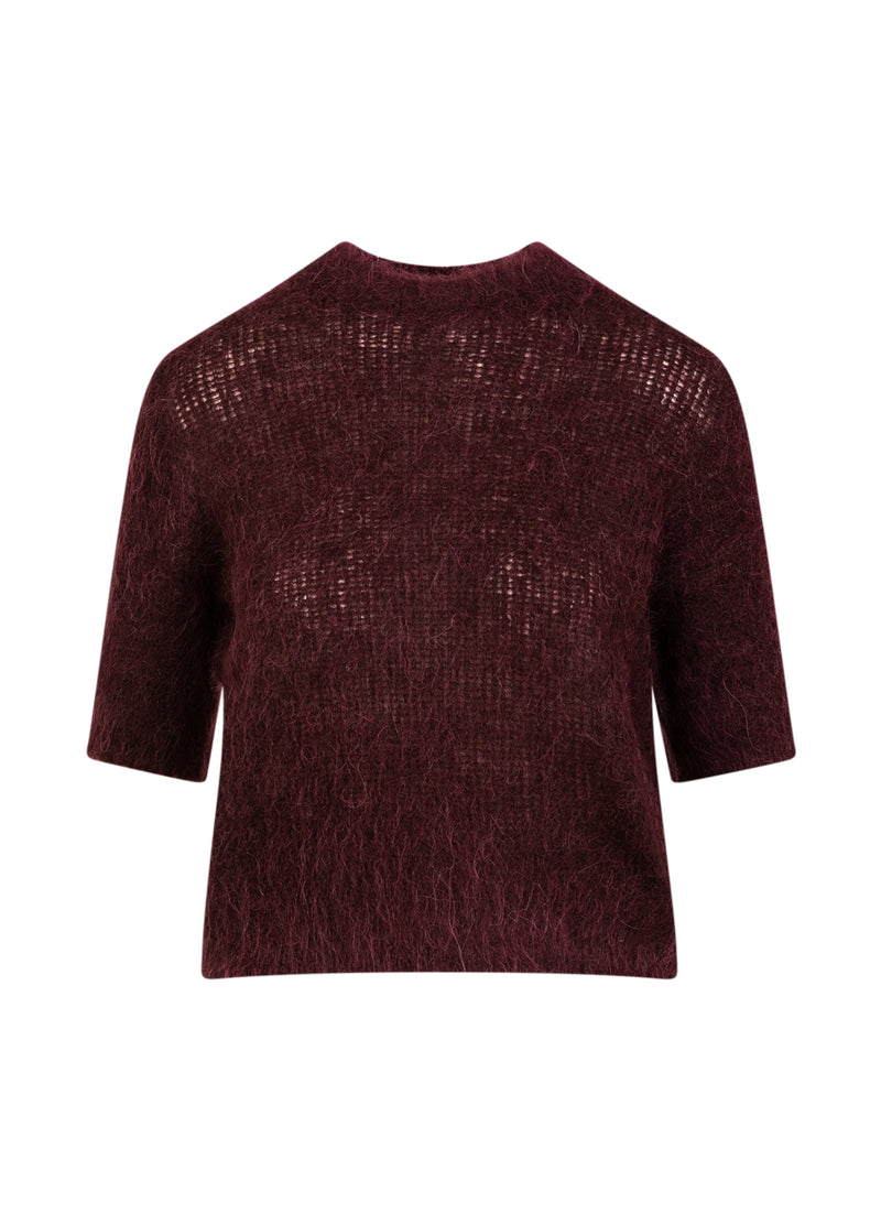 Coster Copenhagen KORTMOUWIGE GEBREIDE TRUI IN ALPACA Knitwear Bordeaux - 653