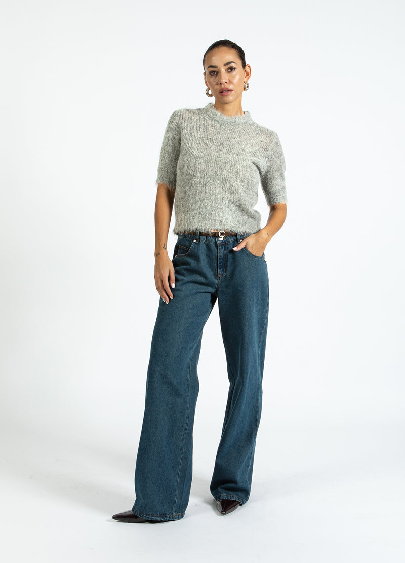 Coster Copenhagen KORTMOUWIGE GEBREIDE TRUI IN ALPACA Knitwear Light grey melange - 129