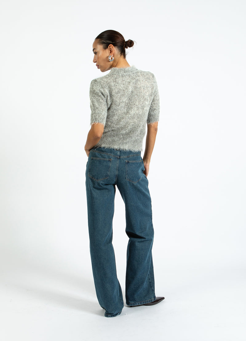 Coster Copenhagen KORTMOUWIGE GEBREIDE TRUI IN ALPACA Knitwear Light grey melange - 129