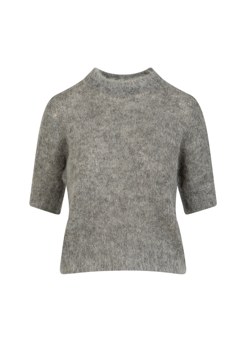 Coster Copenhagen KORTMOUWIGE GEBREIDE TRUI IN ALPACA Knitwear Light grey melange - 129