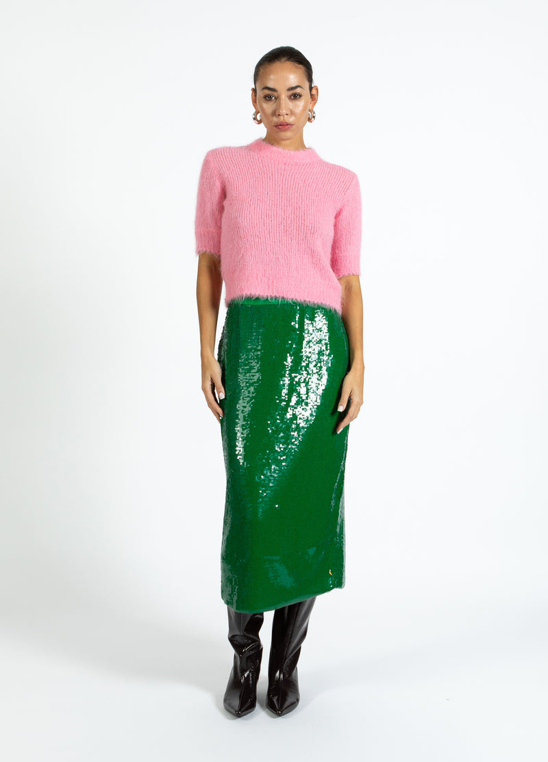 Coster Copenhagen KORTMOUWIGE GEBREIDE TRUI IN ALPACA Knitwear Tropical pink - 689