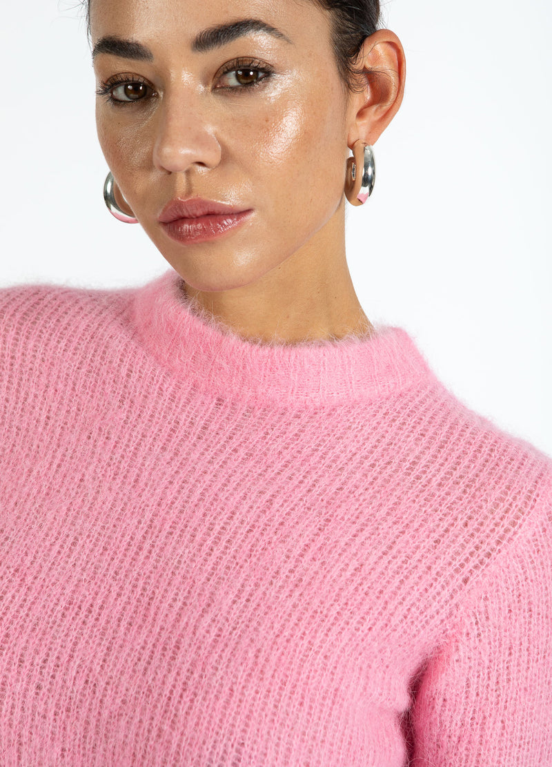 Coster Copenhagen KORTMOUWIGE GEBREIDE TRUI IN ALPACA Knitwear Tropical pink - 689