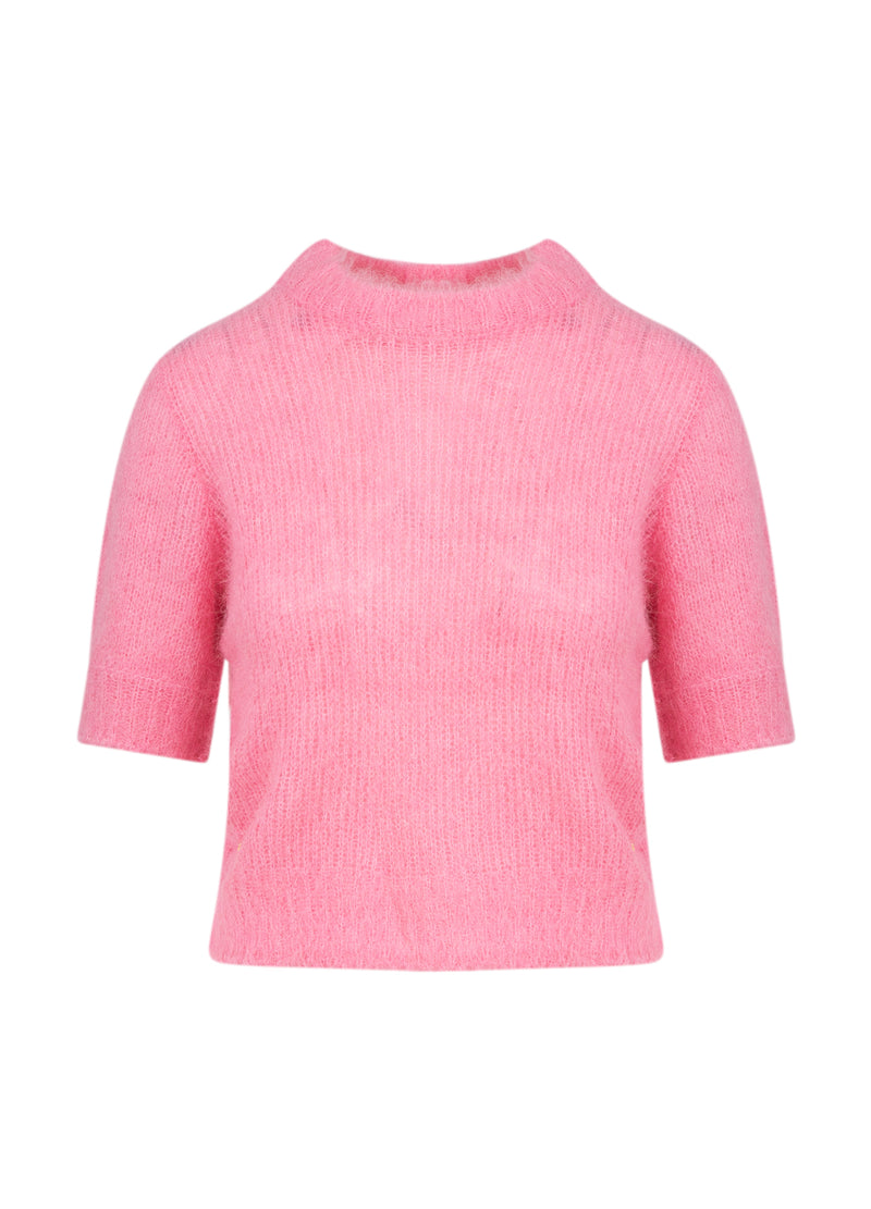 Coster Copenhagen KORTMOUWIGE GEBREIDE TRUI IN ALPACA Knitwear Tropical pink - 689