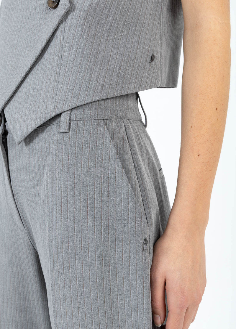 Coster Copenhagen KOSTUUMBROEK - PETRA PASVORM Pants Mist grey pin stripe - 175