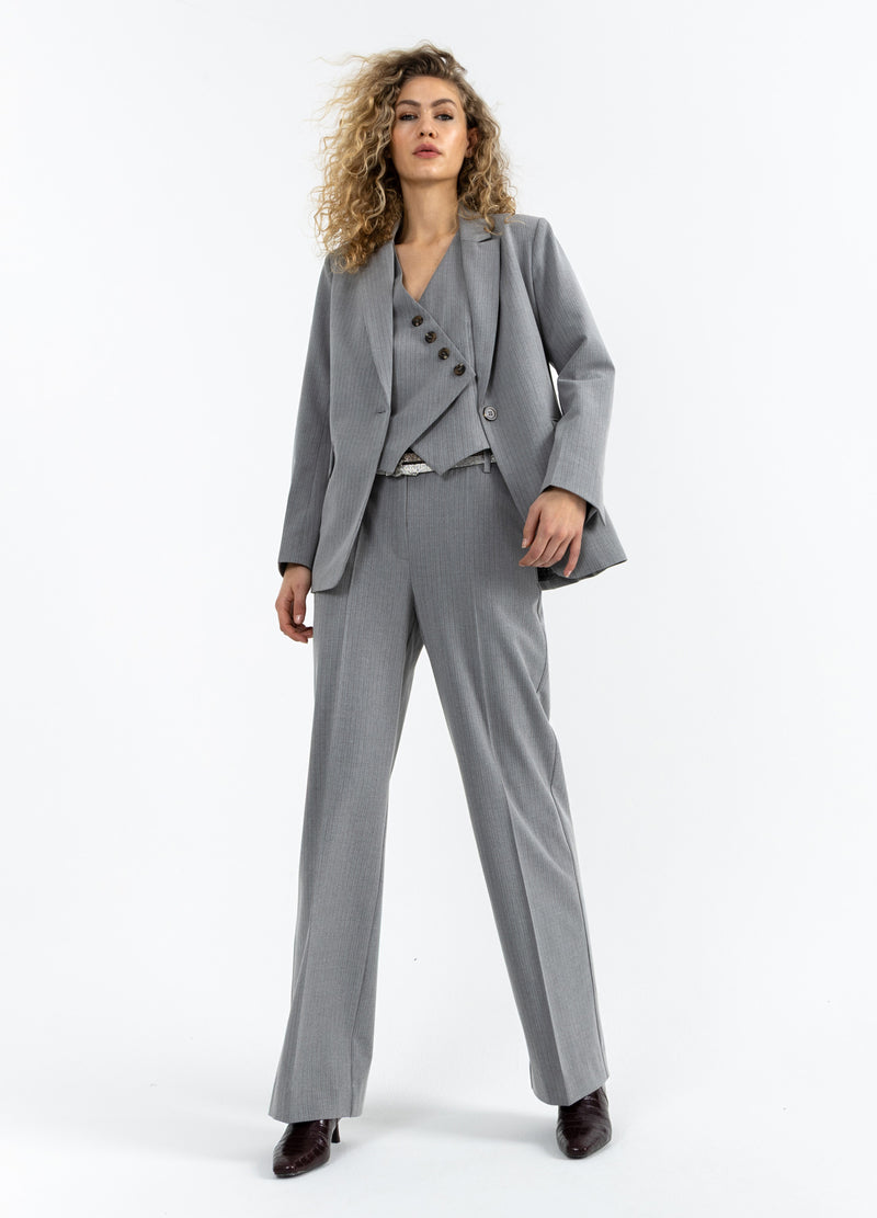 Coster Copenhagen KOSTUUMBROEK - PETRA PASVORM Pants Mist grey pin stripe - 175