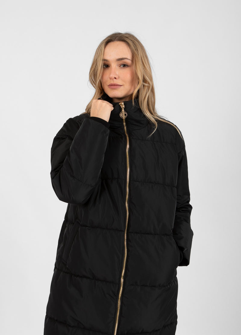 Coster Copenhagen LANGE GEWATTEERDE JAS Outerwear Black - 100