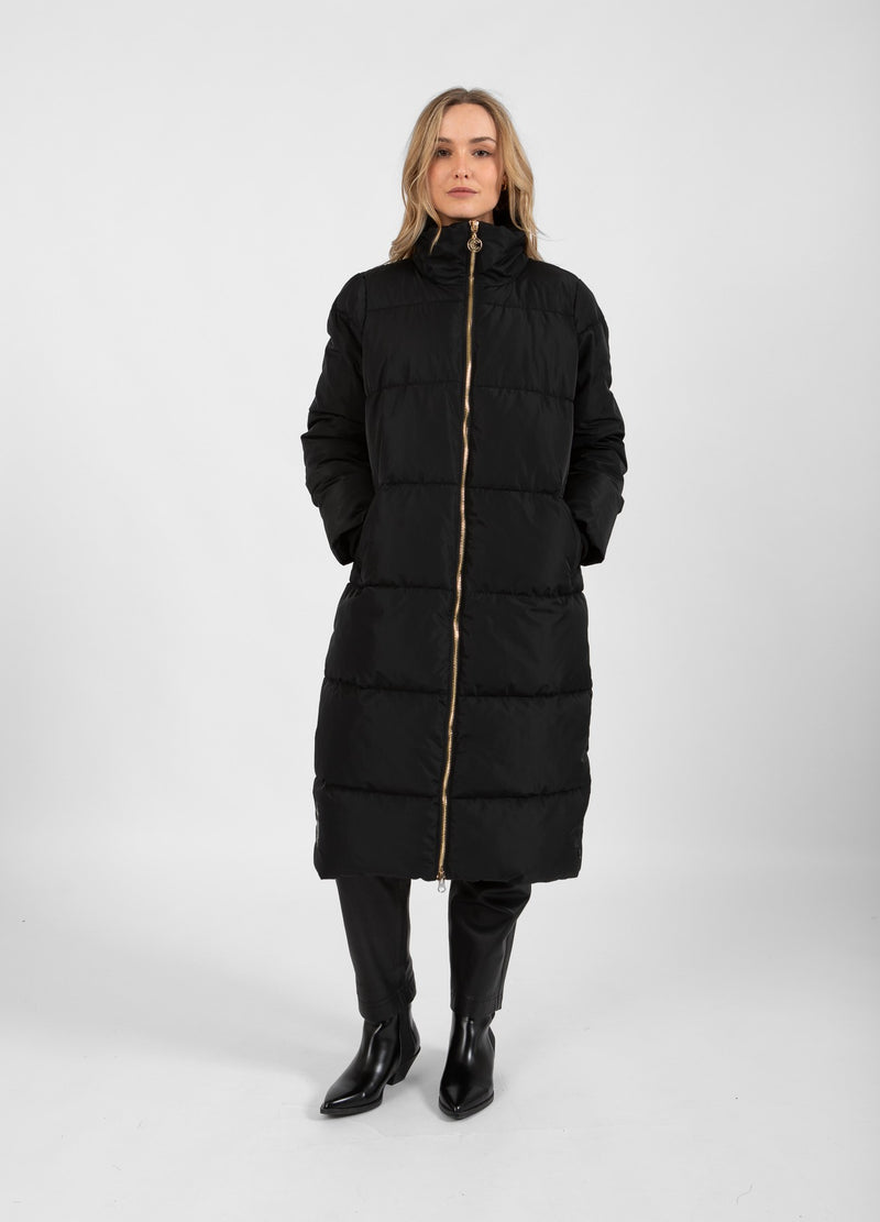 Coster Copenhagen LANGE GEWATTEERDE JAS Outerwear Black - 100