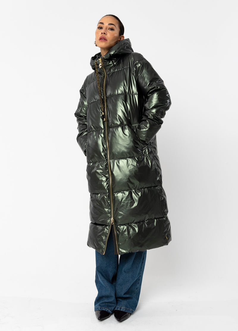 Coster Copenhagen LANGE GEWATTEERDE JAS Outerwear Metallic army - 417