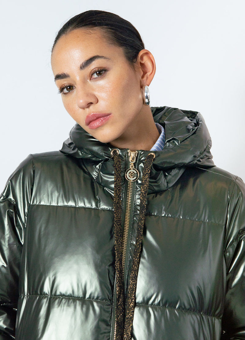 Coster Copenhagen LANGE GEWATTEERDE JAS Outerwear Metallic army - 417