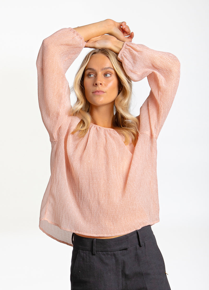 Coster Copenhagen LANGE MOUWEN BLOUSE MET TRANSPARANTE GLANS Shirt/Blouse Papaya - 727