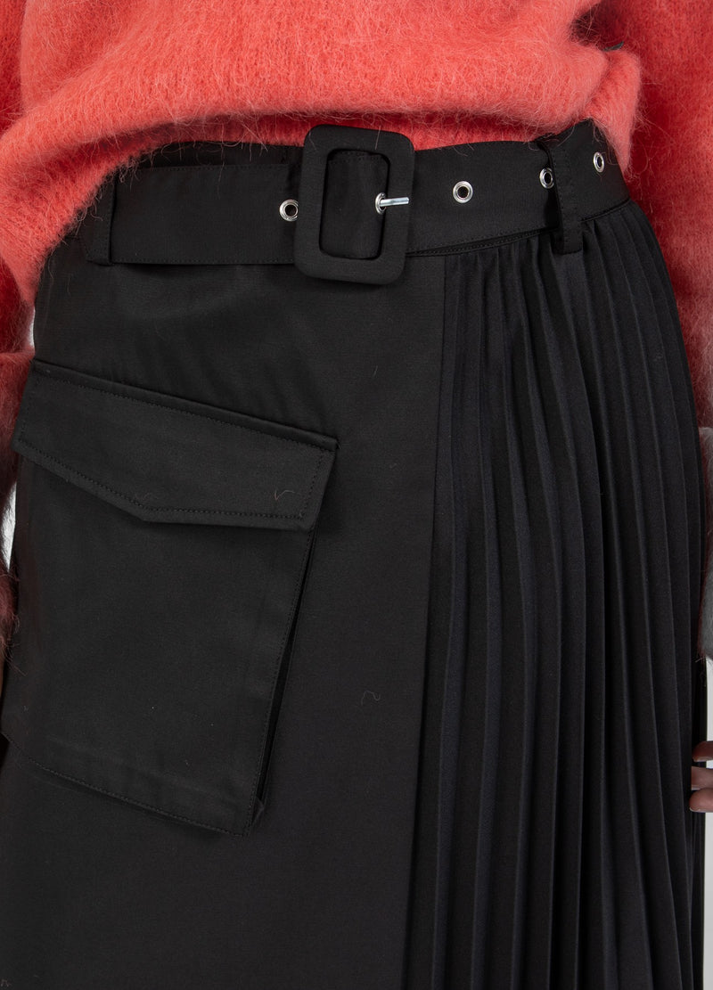 Coster Copenhagen LANGE ROK MET RIEM EN PLISSÉ Skirt Black - 100