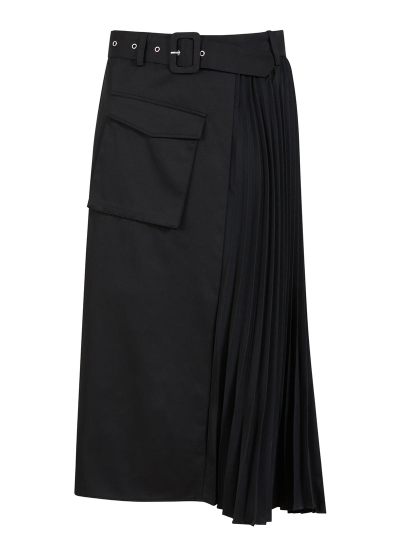 Coster Copenhagen LANGE ROK MET RIEM EN PLISSÉ Skirt Black - 100