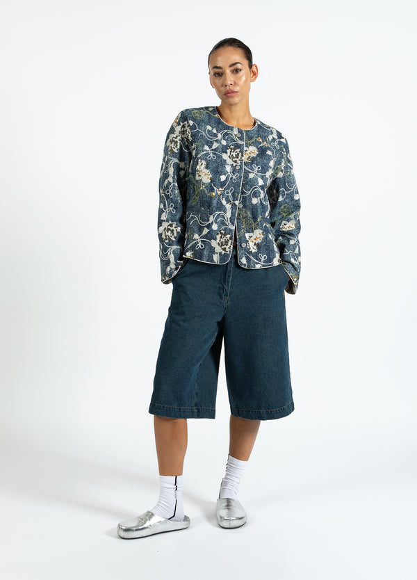 Coster Copenhagen LANGE SPIJKERSHORTS - PETRA FIT Pants Dark Blue Denim - 571