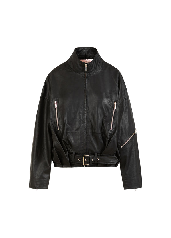 Coster Copenhagen LEREN BOMBERJAS Outerwear Black - 100