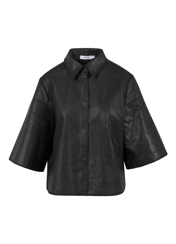 Coster Copenhagen LEREN OVERSHIRT Shirt/Blouse Black - 100