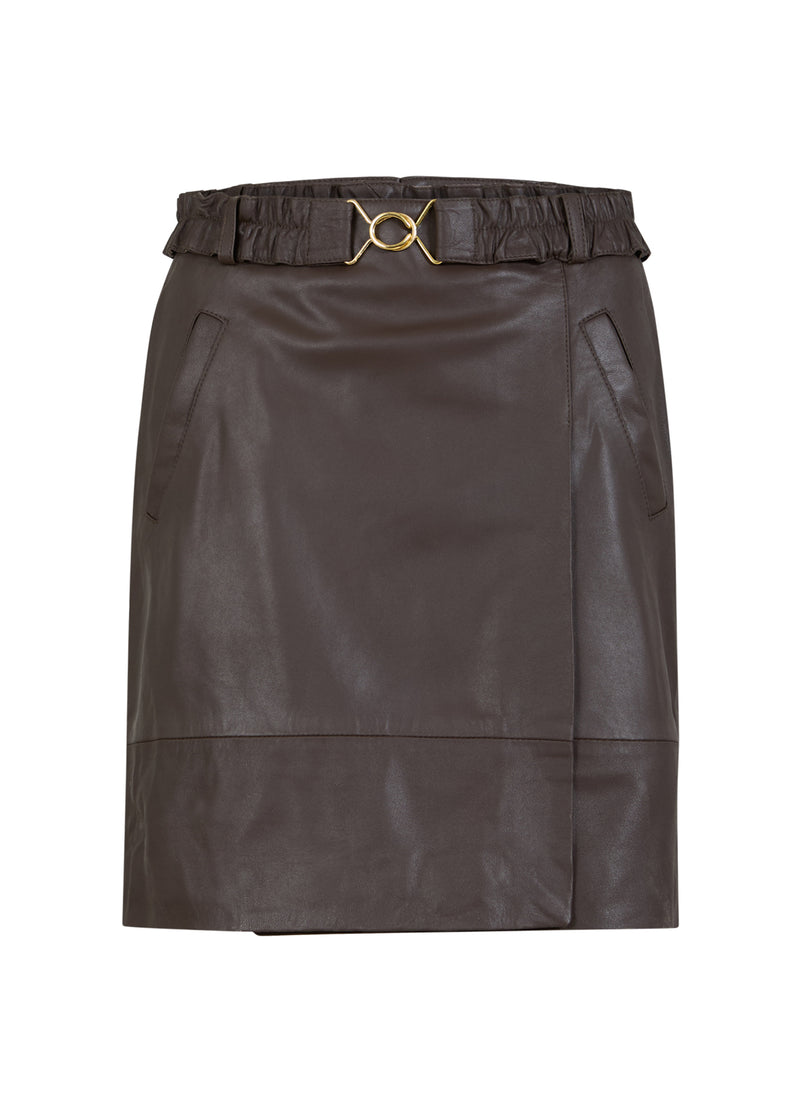 Coster Copenhagen LEREN ROK Skirt Dark Brown - 335