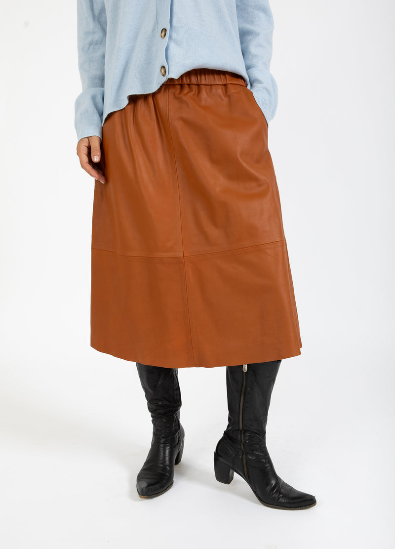 Coster Copenhagen LEREN ROK Skirt Cognac brown - 397