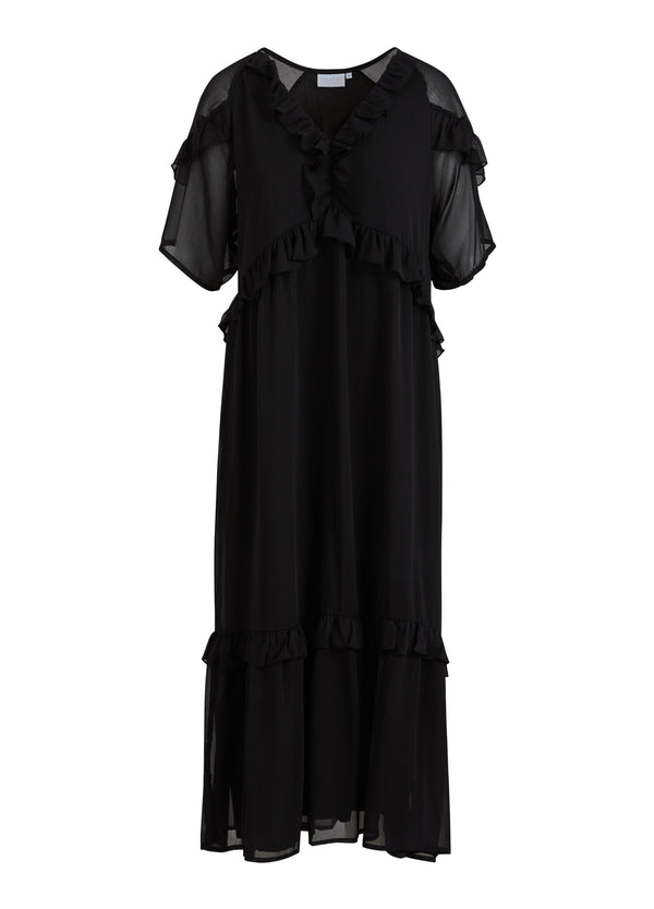 Coster Copenhagen LONG DRESS W. FRILLS Dress Black - 100