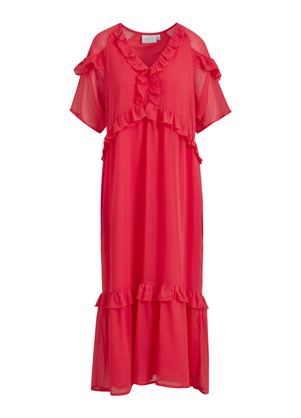 Coster Copenhagen LONG DRESS W. FRILLS Dress Coral pink - 626