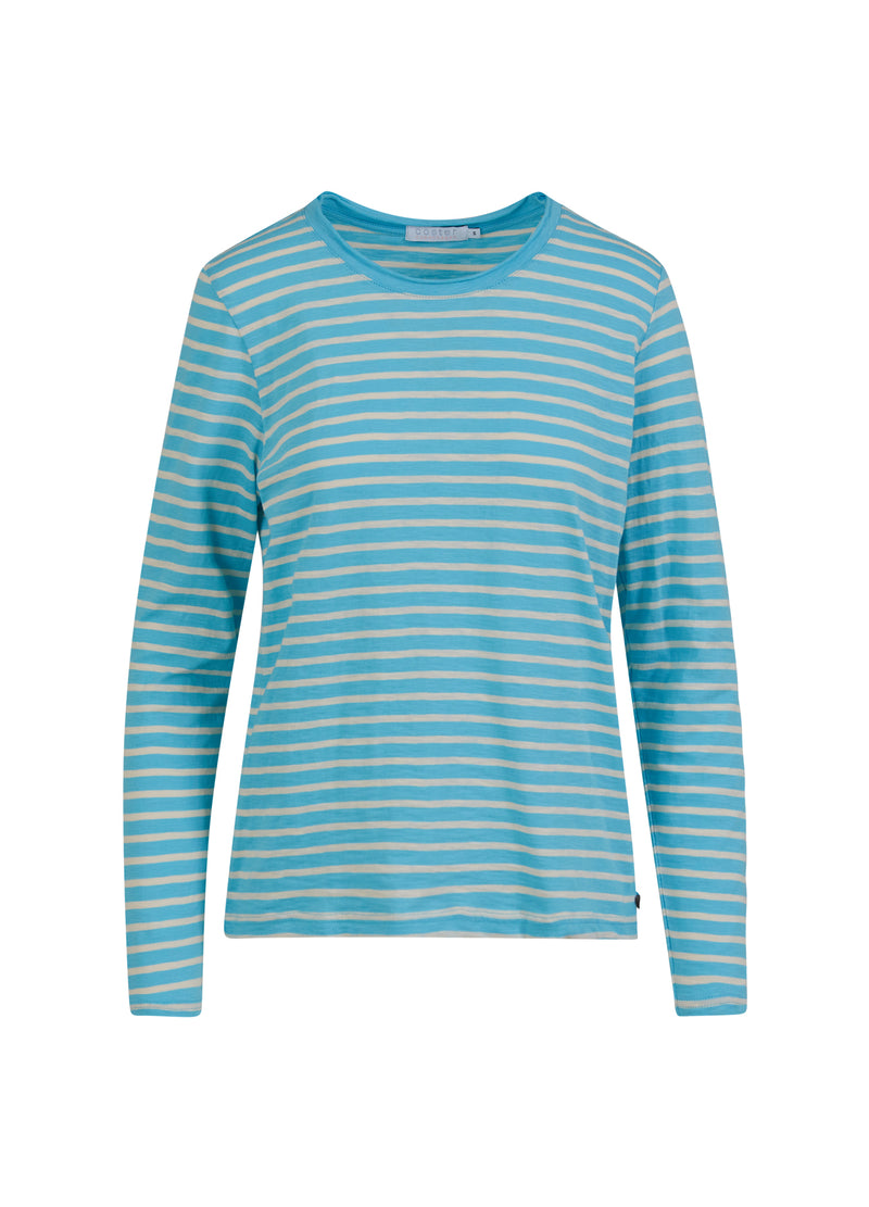 Coster Copenhagen  LANGE T-SHIRT MET STREPEN T-Shirt Aqua blue/creme stripe - 584