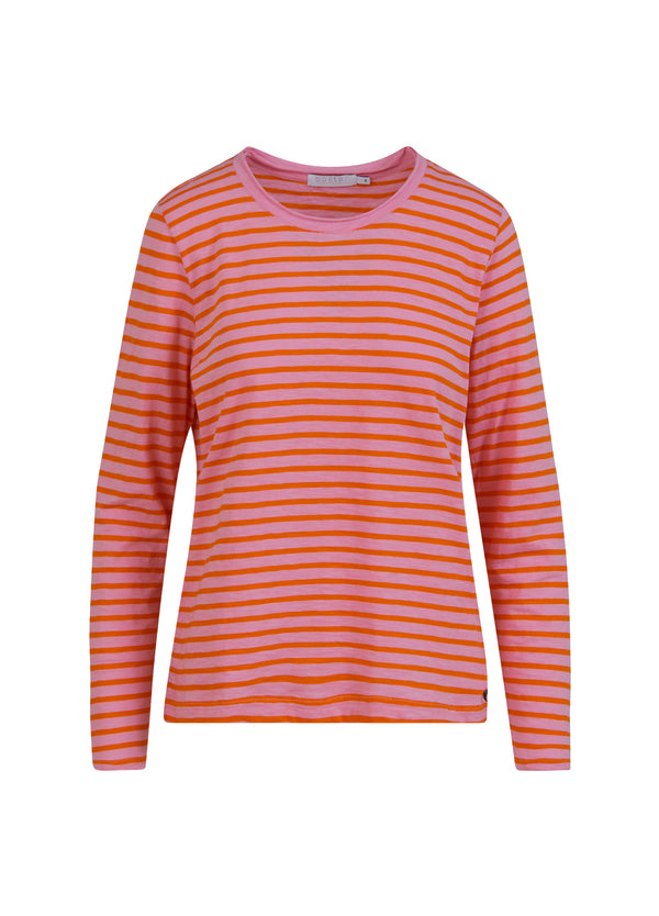 Coster Copenhagen  LANGE T-SHIRT MET STREPEN T-Shirt Baby pink/mandarin stripe - 666
