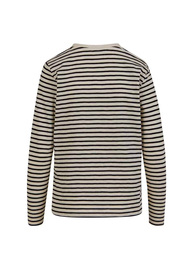 Coster Copenhagen  LANGE T-SHIRT MET STREPEN T-Shirt Creme/black stripe - 257