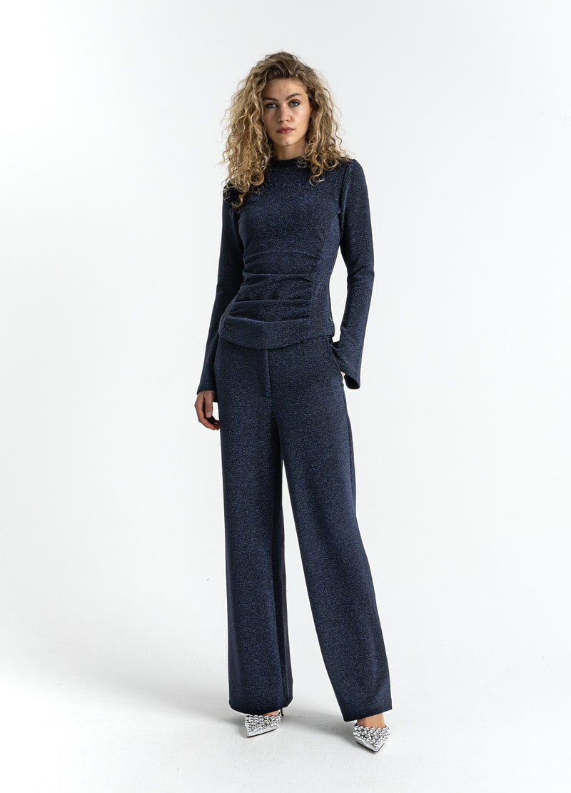 Coster Copenhagen LUREX BLOUSE MET BREDE MANCHETTEN Shirt/Blouse Eclipse blue - 555