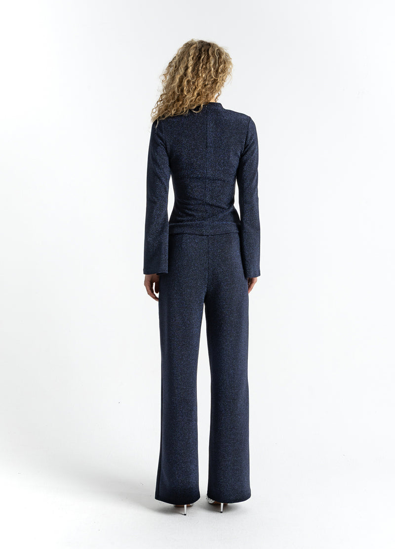 Coster Copenhagen LUREX BLOUSE MET BREDE MANCHETTEN Shirt/Blouse Eclipse blue - 555