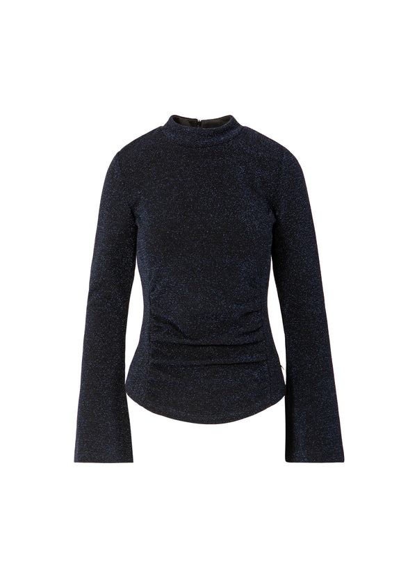 Coster Copenhagen LUREX BLOUSE MET BREDE MANCHETTEN Shirt/Blouse Eclipse blue - 555